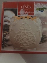 Lenox Merry Lights Christmas Tree Votive Candle Holder 3-1/4" Ivory w/Gold Trim - $9.47