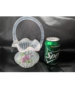 Fenton Panier Français Opalescent Cottage Roses Main Peint J D Davis 8 Inch - $983.22 MXN