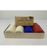 Vintage Drueke 353 Poker Chips Red Blue White Original Box of 100 Interl... - $25.62 CAD