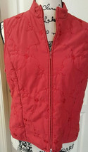 Talbots Petite Small Lined Soft Red Padded Embroidered Vest  - £6.22 GBP