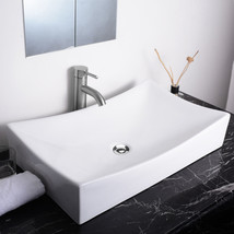 Bathroom Vessel Sink Porcelain Ceramic Vanity Basin Drain Aqt0131 2Pc - $348.15