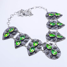 Green Mystic Topaz Pear Shape Gemstone Handmade Necklace Jewelry 18&quot; SA 5524 - £12.78 GBP