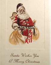Santa Claus Christmas Postcard Saint Nick With Gifts Toys Gibson Vintage Antique - £14.54 GBP