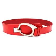 Womens Red Faux Patent Leather Wide Hip Belt Cool Silver Hook Buckle Lau... - $28.71