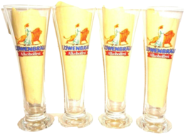 4 Lowenbrau Spaten Hacker Pschorr Paulaner Munich German Beer Glasses - £13.99 GBP