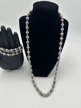 Crown Trifari Women&#39;s Jewelry Necklace And Bracelet Nubby Silver 26in El... - £84.48 GBP