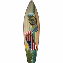 Delaware Flag and US Flag Flip Flop Novelty Mini Metal Surfboard MSB-246 - $16.95