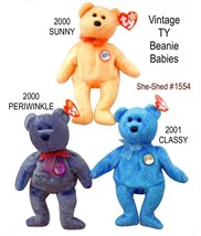 TY Beanie Babies PERIWINKLE, SUNNY, CLASSY Lot of 3 Vintage - $24.95