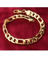 Mens 18K Gold Plated Cuban Link Lobster Clasp Bracelet 8mm 8&quot; inches - £8.68 GBP