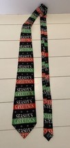 Seasons Greetings Necktie Keith Daniels Green Red Black - $8.15