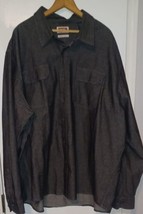 Wrangler Men&#39;s 3XL Dark Blue Denim Button Up Shirt Flap Pockets Flex For Comfort - £10.21 GBP