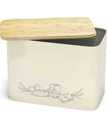 Extra Large Space Saving Vertical Bread Box with Eco Bamboo Cutting Boar... - $49.49