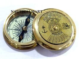NauticalMart Shiny Brass Calender Compass - £29.81 GBP