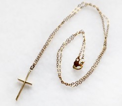 Vintage Gold Filled Cross Necklace PPC Pendant DEC Chain 17in Dainty Modernist - £31.64 GBP