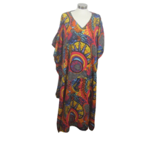 Gypsie Blu Kaftan dress beach cover abstract vibrant color One Size polyester - £15.63 GBP