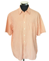Eddie Bauer Shirt Men's Size X Large Coral White Plaid Button Front Cotton SS - $19.00