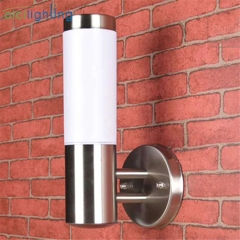 T silver stainless steel milky lampshade waterproof outdoor porch lamp e27 led applique thumb200