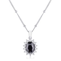Rhodium Plated Black Petite Royal Oval Pendant - $27.49