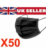 BLACK Disposable Face Masks - 3 Ply Medical Protective Guard Covering UK... - $24.42 MXN+
