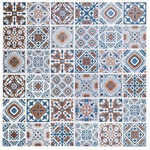 Dundee Deco MGBHAZ-92662 Geometric Aegean Blue Ochre White Shapes in Squares Pee - £35.79 GBP