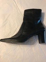 Nine &amp; Co. Women&#39;s Boots Jyro Chunky Heel Black Leather Full Zip Boots S... - £26.11 GBP