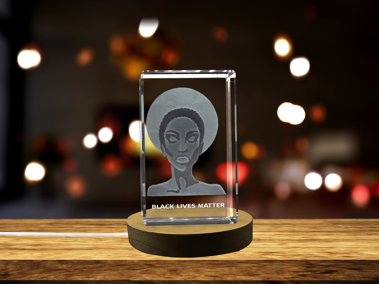 Primary image for LED Base included | African American Woman against Racism 3D Engraved Crystal
