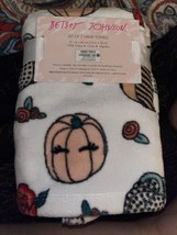 Betsey Johnson Hand Towel Set Roses  Pumpkin Cutie Cotton Halloween 16x26 New - £17.75 GBP