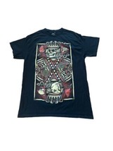 Men’s DOM Goth Skeleton King of Spades Card Black T-Shirt Swords Halloween Med - £11.38 GBP