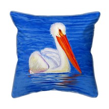 Betsy Drake White Pelican Portrait Large Indoor Outdoor Pillow 18x18 - £36.99 GBP