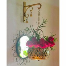 Iron Wall Mount Flower Basket with Chain and Bells of Brass - £78.94 GBP