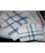 VTG Linen tablecloth w/matching napkins-Blue and white-MCM- 32 X 32-Set ... - $30.00