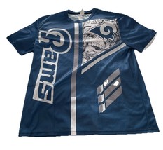 Los Angeles Rams Short Sleeve Polyester Blue White Size XL Shirt NFL - $9.21