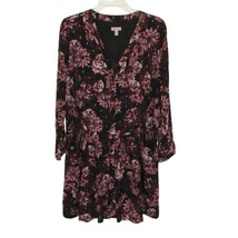 NWOT Womens Size 6 Garnet Hill Purple Floral Dropwaist Button-Up Crepe Dress - £32.89 GBP