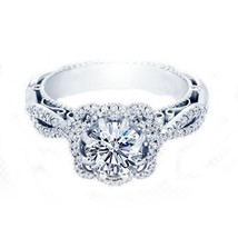 2.50CT Simulated Diamond 14K White Gold Plated Flower Halo Twist Engagement Ring - £74.08 GBP