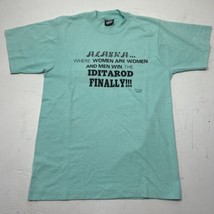 VTG T-Shirt Men’s M Aqua Short Single Stitch 1989 Alaska Iditarod Screen... - £18.68 GBP