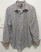 Robert Graham Anemone Long Sleeve Geometric Classic Button Cotton Shirt ... - $39.49