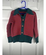 Vintage 1950s Little World Kids Sweater Size 7 Red Green Stripe 100% Acr... - $923.47 MXN