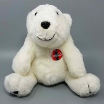 VTG 1993 Coca Cola White Plush Polar Bear Christmas Holiday Toy Coke Badge 10&quot; - £7.87 GBP