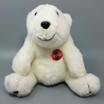 VTG 1993 Coca Cola White Plush Polar Bear Christmas Holiday Toy Coke Badge 10&quot; - £7.37 GBP