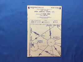 1963 JEPPESEN USAF AIRCRAFT LOW ALTITUDE AREA ARRIVAL CHART/MAP  DC &amp; NYC - $19.77