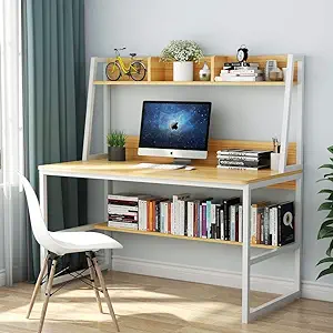 Computer Desk With Hutch, 47 Inches Home Office Desk With Space Saving D... - $333.99