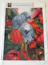 Diamond Art Painting COMPLETED HANDMADE AFRICAN GREY PARROTS Canvas 12” ... - $36.99