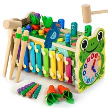 6 In 1 Wooden Montessori Toys For 1 Year Old Whack A Mole Game Hammering Poundin - £40.76 GBP