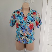 Alia Button Up Collared Shirt ~ Sz 8 ~ Blue ~ Short Sleeve  - £15.47 GBP