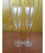 Tears and Cheers Crystal Champagne Glasses with Red Filled Stem Romania - £35.61 GBP