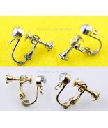 4 Pairs Clip On Screw Back Earring Findings w/Rhinestone Silvertone/Gold... - $9.74 CAD