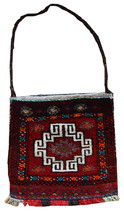 Hand made vintage Turkish Anatolian bag 1.1&#39; x 1.1&#39; ( 34cm x 34cm ) 1970s 1C365 - £470.17 GBP