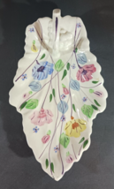 Vintage Blue Ridge Pottery Hand Painted Nove Rose Leaf Tray Relish Plate 1950s - £19.82 GBP