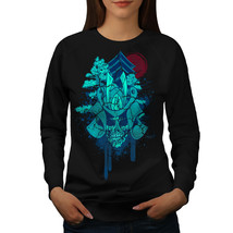 Wellcoda Japanese Death Skull Womens Sweatshirt, Ancient Casual Pullover Jumper - £22.74 GBP+