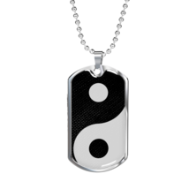 Yin Yang Necklace Balance Stainless Steel or 18k Gold Dog Tag 24&quot; Chain - £37.92 GBP+